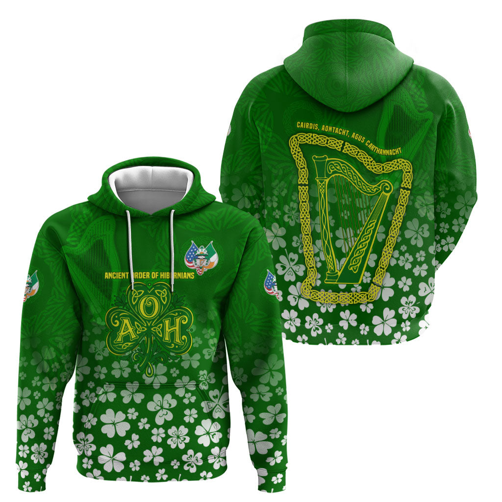 Ancient Order Of Hibernians Hoodie Irish Celtic Knotwork - Shamrock Harp