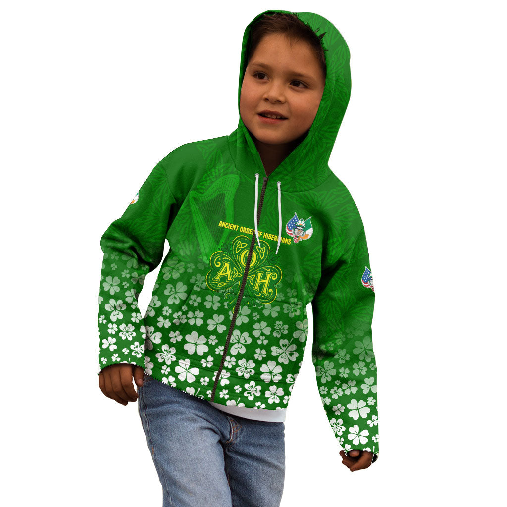 Ancient Order Of Hibernians Kid Hoodie Irish Celtic Knotwork - Shamrock Harp