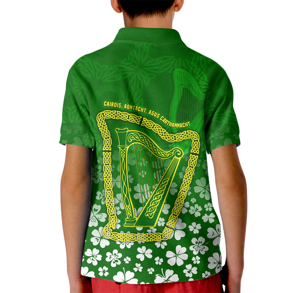 Ancient Order Of Hibernians Kid Polo Shirt Irish Celtic Knotwork - Shamrock Harp