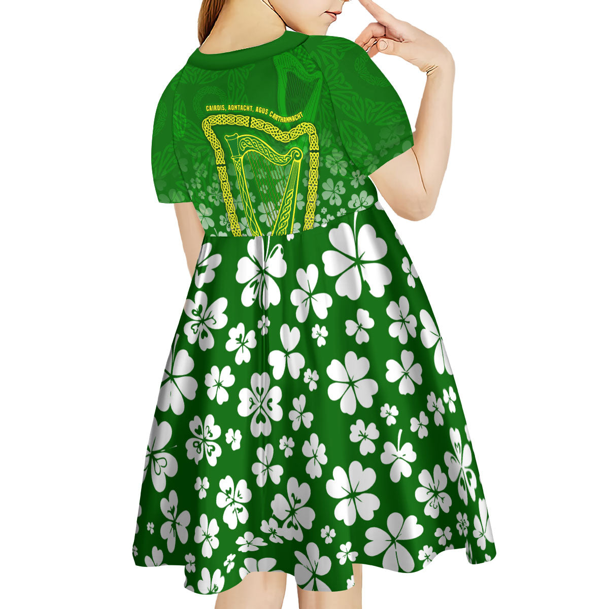 Ancient Order Of Hibernians Kid Short Sleeve Dress Irish Celtic Knotwork - Shamrock Harp