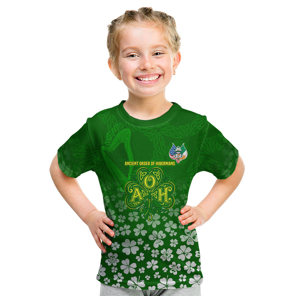 Ancient Order Of Hibernians Kid T Shirt Irish Celtic Knotwork - Shamrock Harp