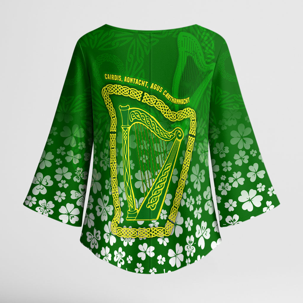 Ancient Order Of Hibernians Kimono Sleeve Blouse Irish Celtic Knotwork - Shamrock Harp