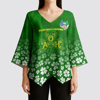 Ancient Order Of Hibernians Kimono Sleeve Blouse Irish Celtic Knotwork - Shamrock Harp
