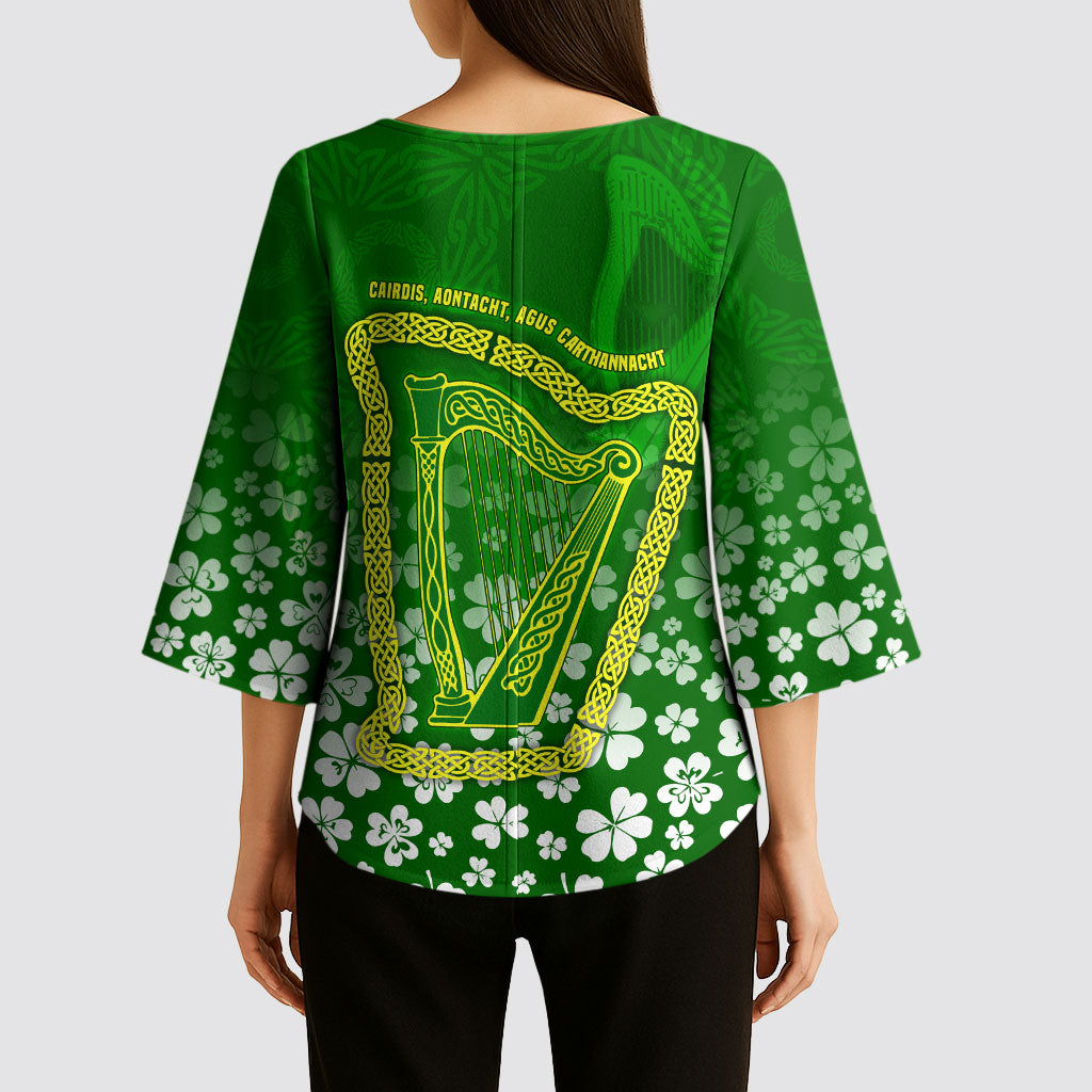 Ancient Order Of Hibernians Kimono Sleeve Blouse Irish Celtic Knotwork - Shamrock Harp