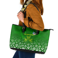 Ancient Order Of Hibernians Leather Tote Bag Irish Celtic Knotwork - Shamrock Harp