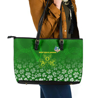 Ancient Order Of Hibernians Leather Tote Bag Irish Celtic Knotwork - Shamrock Harp