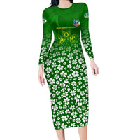 Ancient Order Of Hibernians Long Sleeve Bodycon Dress Irish Celtic Knotwork - Shamrock Harp