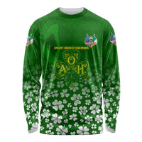 Ancient Order Of Hibernians Long Sleeve Shirt Irish Celtic Knotwork - Shamrock Harp