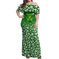 Ancient Order Of Hibernians Off Shoulder Maxi Dress Irish Celtic Knotwork - Shamrock Harp