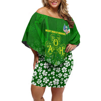 Ancient Order Of Hibernians Off Shoulder Short Dress Irish Celtic Knotwork - Shamrock Harp