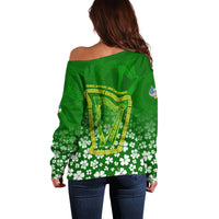 Ancient Order Of Hibernians Off Shoulder Sweater Irish Celtic Knotwork - Shamrock Harp