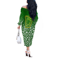 Ancient Order Of Hibernians Off The Shoulder Long Sleeve Dress Irish Celtic Knotwork - Shamrock Harp
