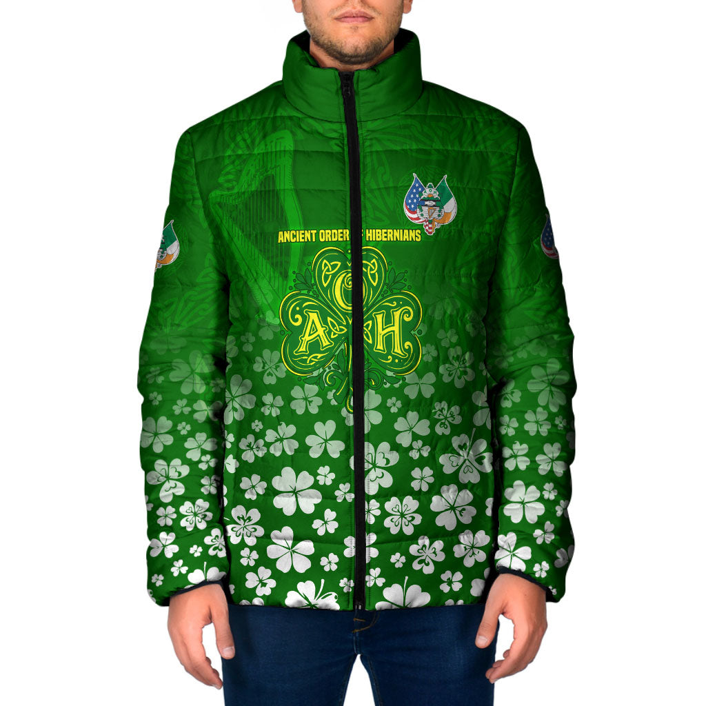 Ancient Order Of Hibernians Padded Jacket Irish Celtic Knotwork - Shamrock Harp
