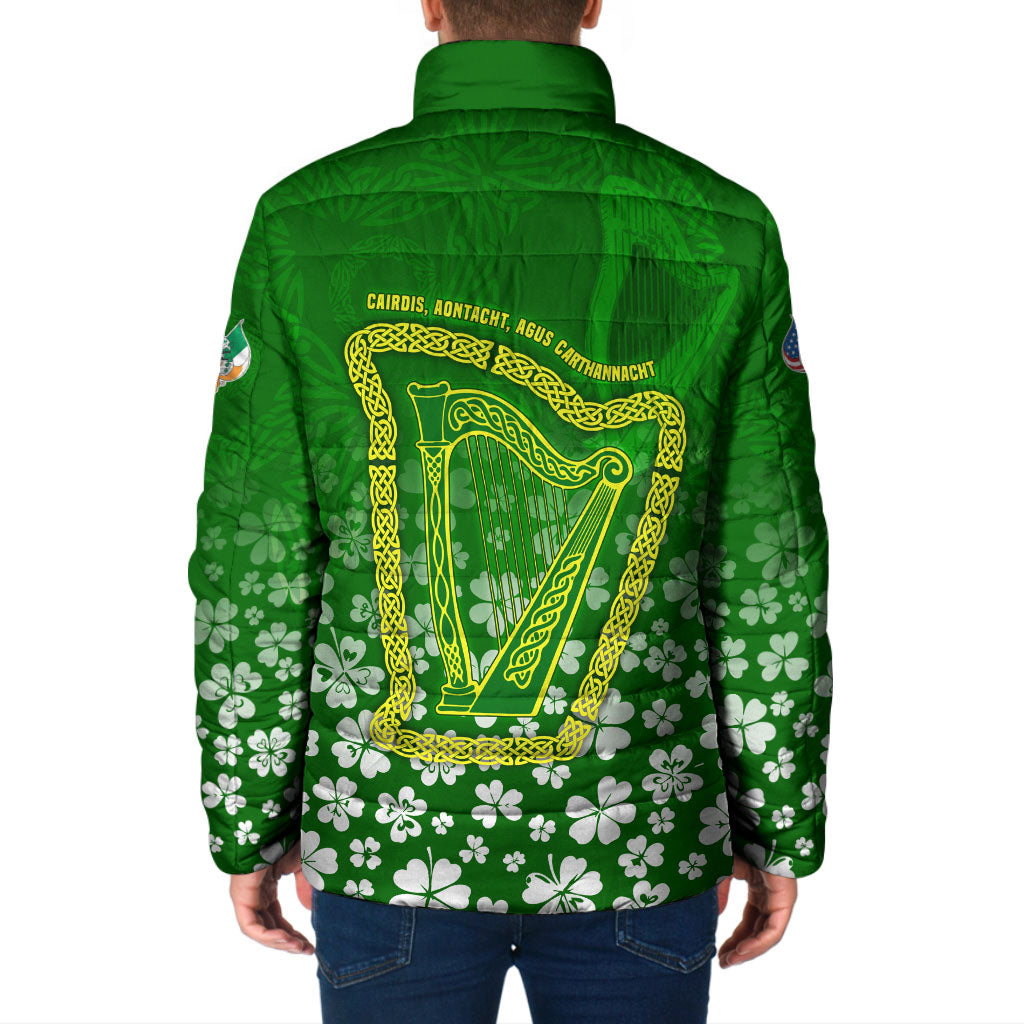 Ancient Order Of Hibernians Padded Jacket Irish Celtic Knotwork - Shamrock Harp