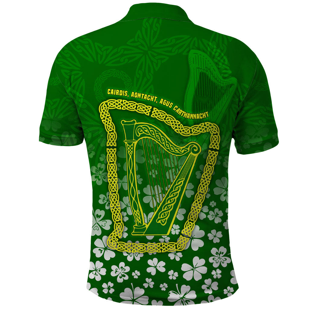 Ancient Order Of Hibernians Polo Shirt Irish Celtic Knotwork - Shamrock Harp