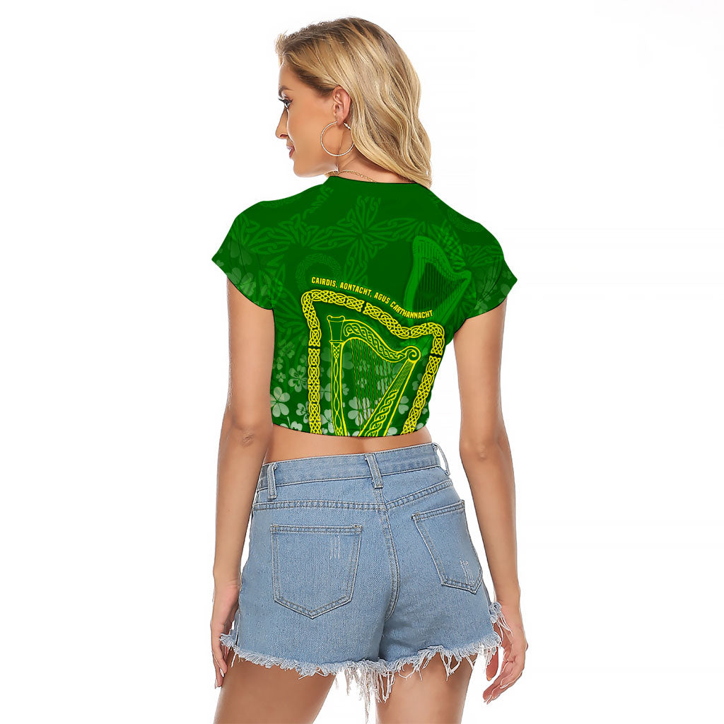 Ancient Order Of Hibernians Raglan Cropped T Shirt Irish Celtic Knotwork - Shamrock Harp