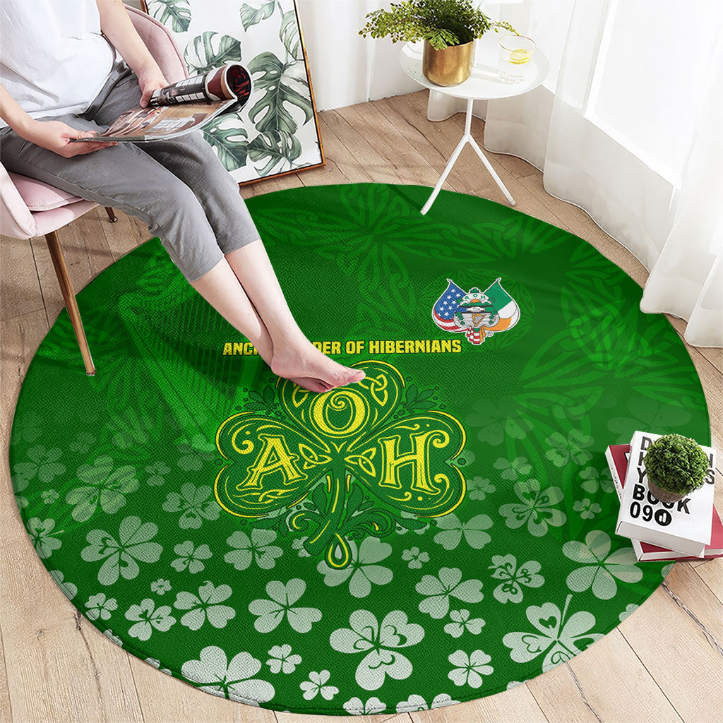 Ancient Order Of Hibernians Round Carpet Irish Celtic Knotwork - Shamrock Harp