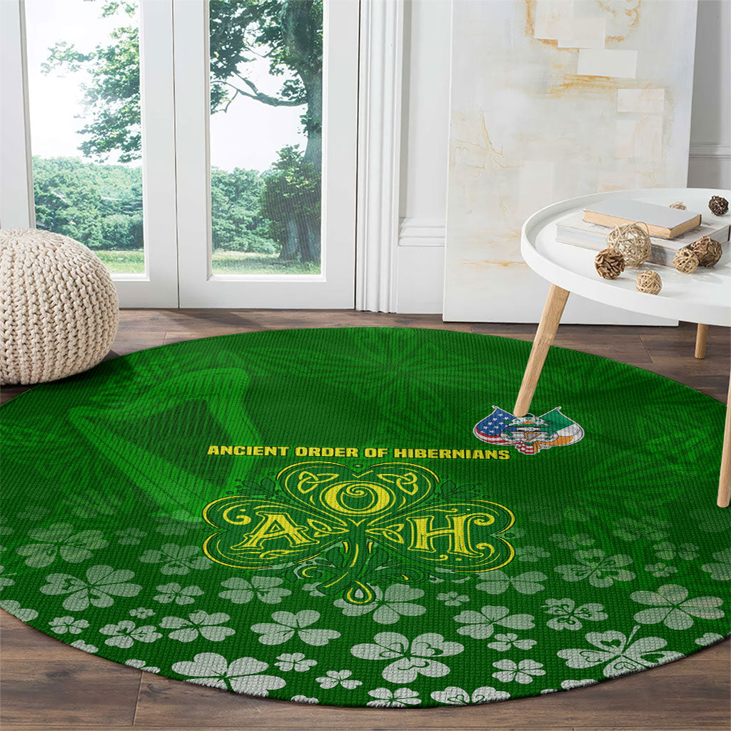 Ancient Order Of Hibernians Round Carpet Irish Celtic Knotwork - Shamrock Harp