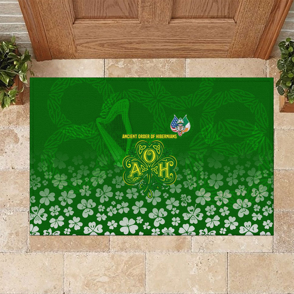 Ancient Order Of Hibernians Rubber Doormat Irish Celtic Knotwork - Shamrock Harp