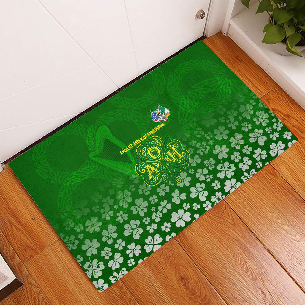 Ancient Order Of Hibernians Rubber Doormat Irish Celtic Knotwork - Shamrock Harp