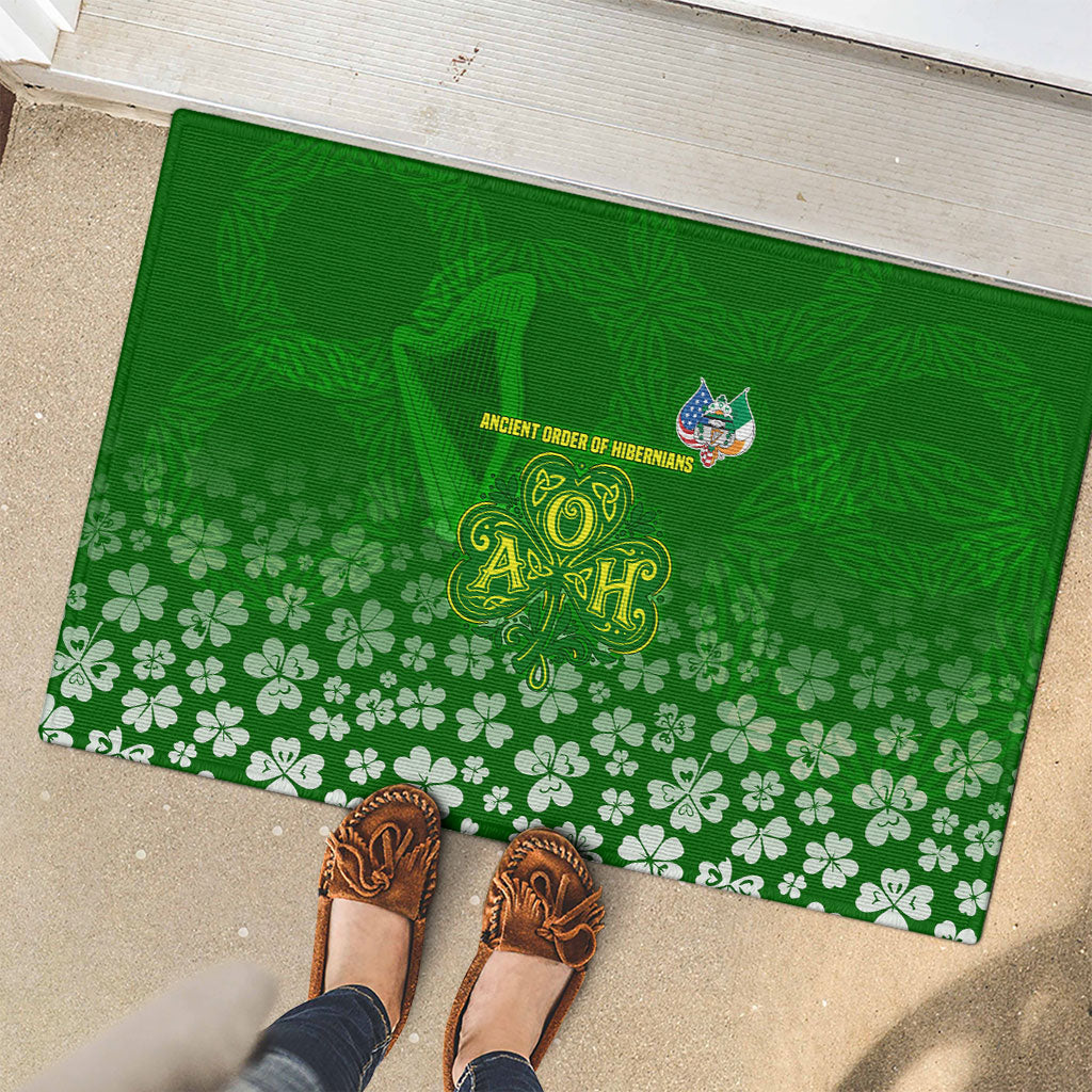 Ancient Order Of Hibernians Rubber Doormat Irish Celtic Knotwork - Shamrock Harp
