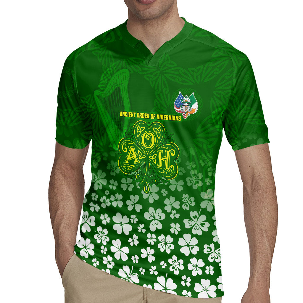 Ancient Order Of Hibernians Rugby Jersey Irish Celtic Knotwork - Shamrock Harp
