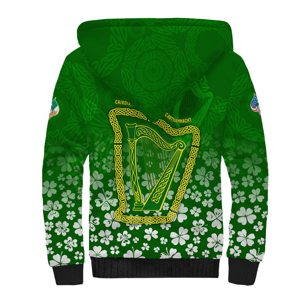 Ancient Order Of Hibernians Sherpa Hoodie Irish Celtic Knotwork - Shamrock Harp