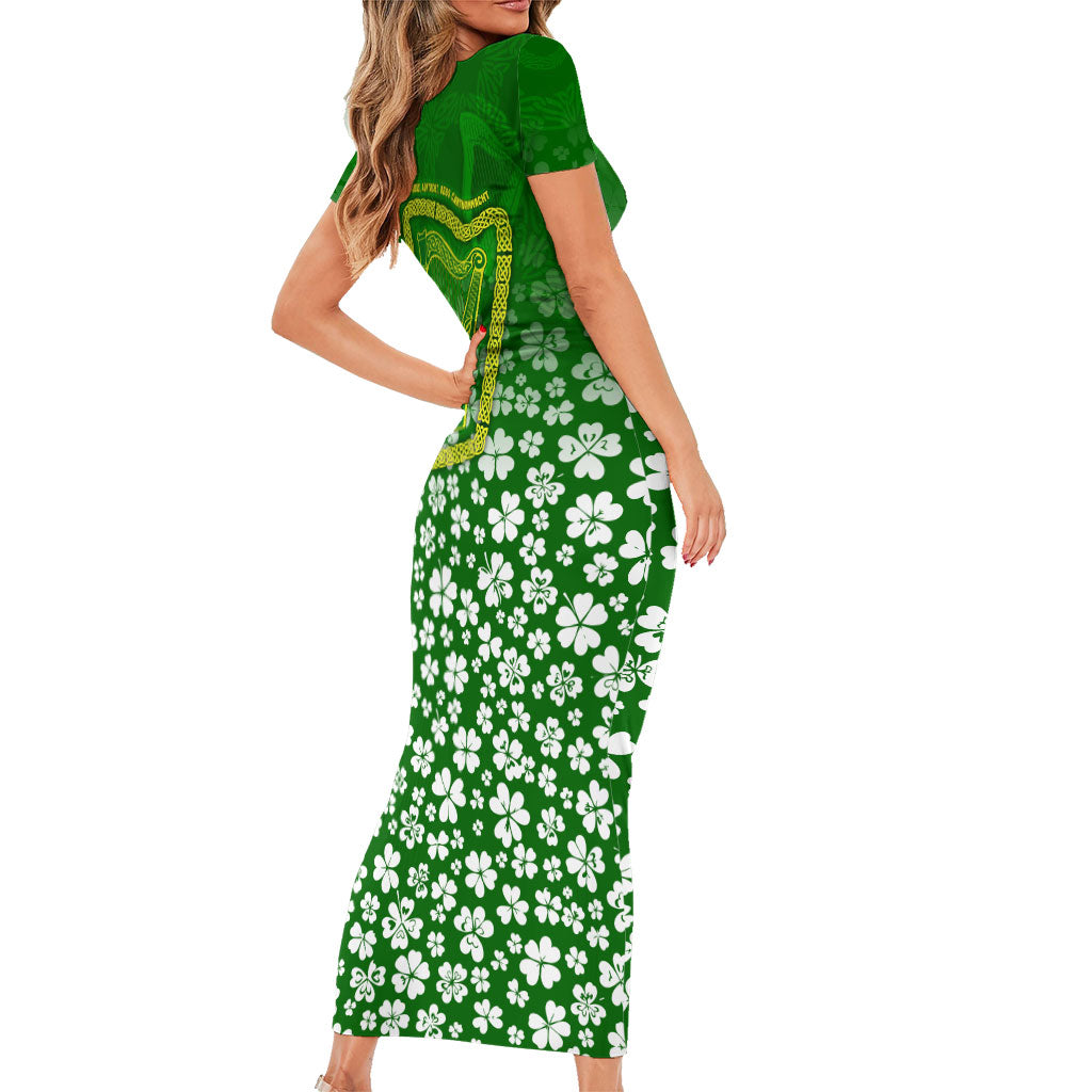 Ancient Order Of Hibernians Short Sleeve Bodycon Dress Irish Celtic Knotwork - Shamrock Harp