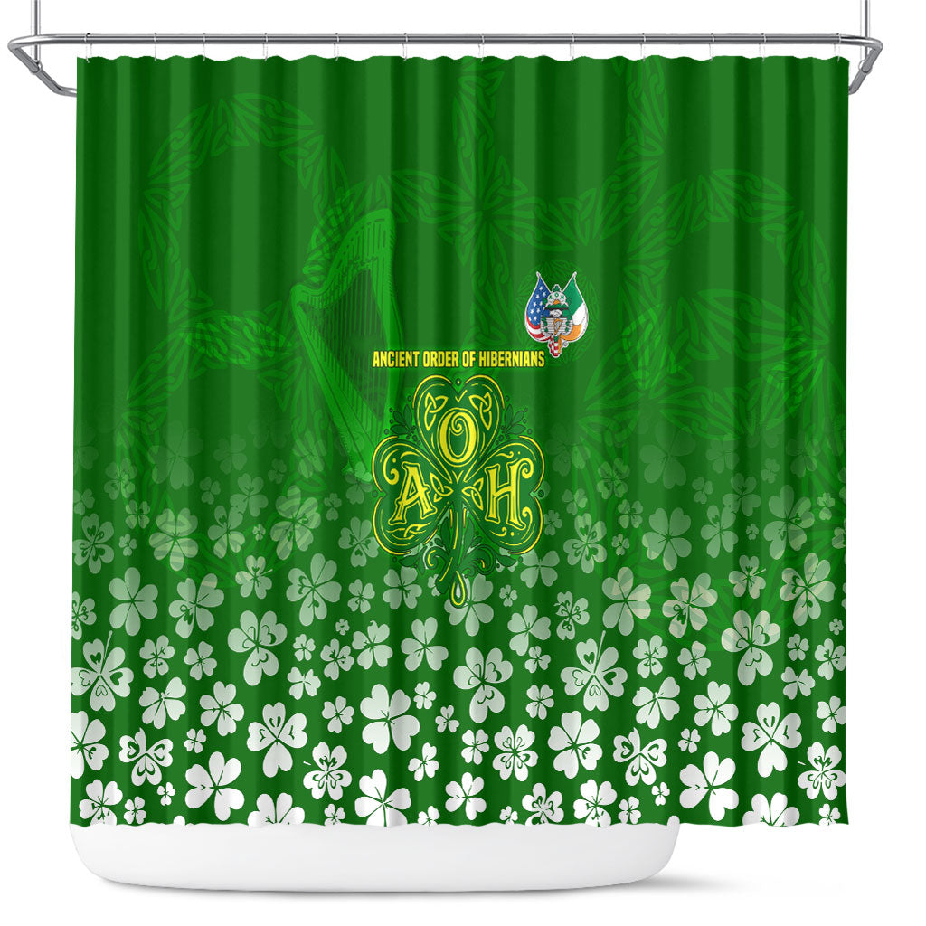 Ancient Order Of Hibernians Shower Curtain Irish Celtic Knotwork - Shamrock Harp