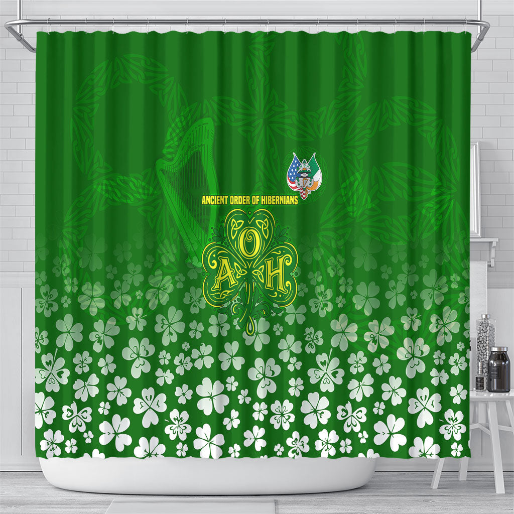 Ancient Order Of Hibernians Shower Curtain Irish Celtic Knotwork - Shamrock Harp