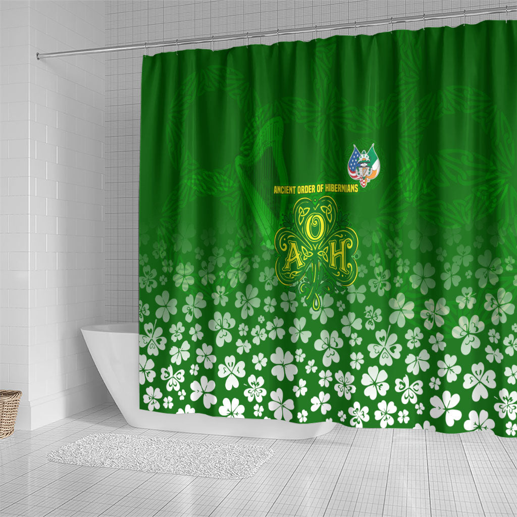 Ancient Order Of Hibernians Shower Curtain Irish Celtic Knotwork - Shamrock Harp
