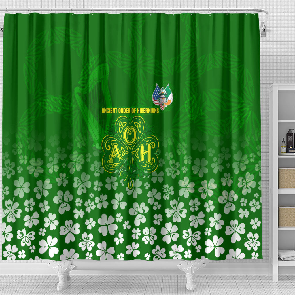 Ancient Order Of Hibernians Shower Curtain Irish Celtic Knotwork - Shamrock Harp