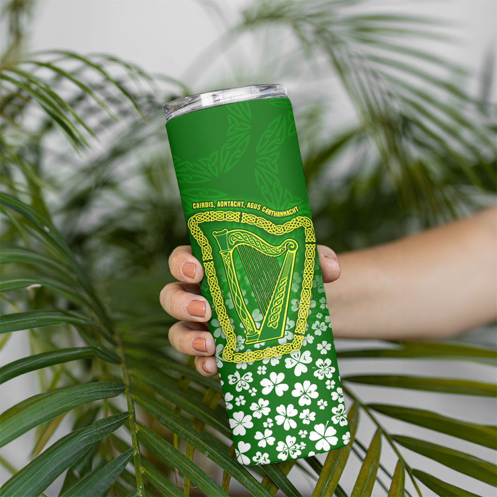 Ancient Order Of Hibernians Skinny Tumbler Irish Celtic Knotwork - Shamrock Harp