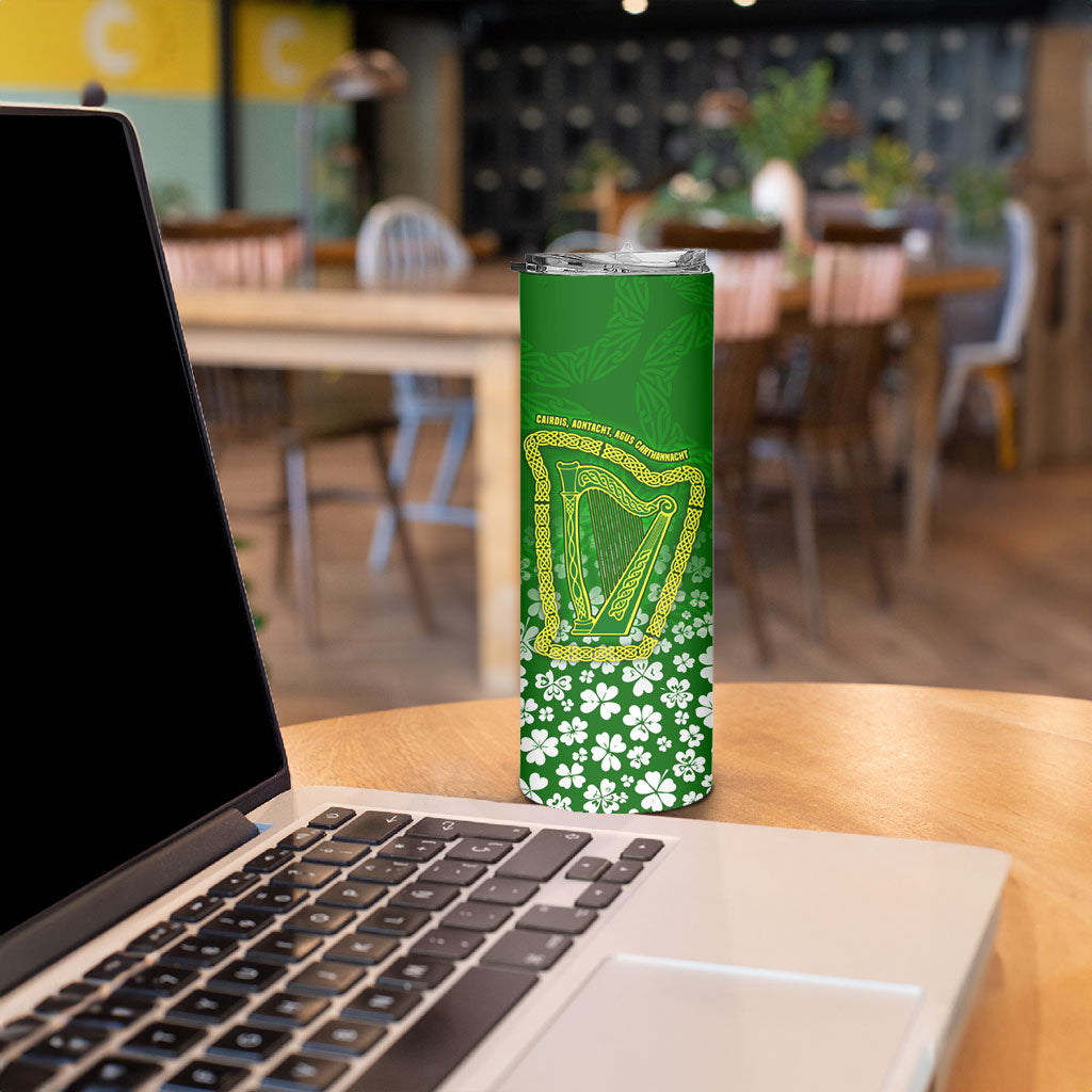Ancient Order Of Hibernians Skinny Tumbler Irish Celtic Knotwork - Shamrock Harp