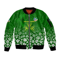 Ancient Order Of Hibernians Sleeve Zip Bomber Jacket Irish Celtic Knotwork - Shamrock Harp