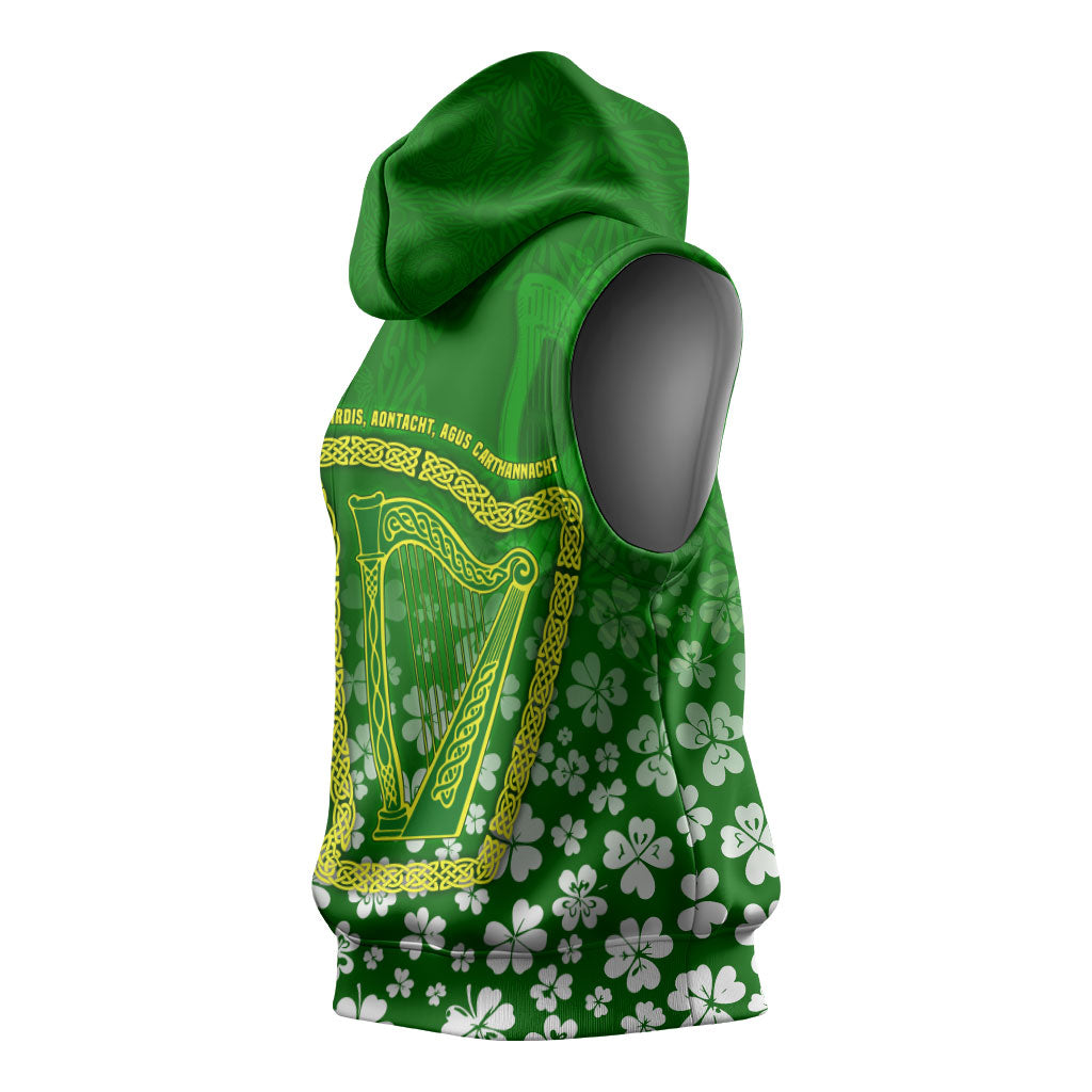 Ancient Order Of Hibernians Sleeveless Hoodie Irish Celtic Knotwork - Shamrock Harp