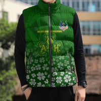 Ancient Order Of Hibernians Sleeveless Puffer Jacket Irish Celtic Knotwork - Shamrock Harp