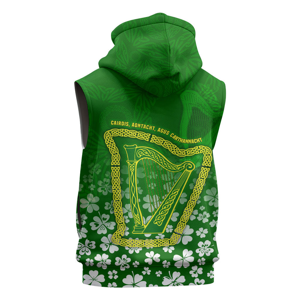 Ancient Order Of Hibernians Sleeveless Zip Hoodie Irish Celtic Knotwork - Shamrock Harp