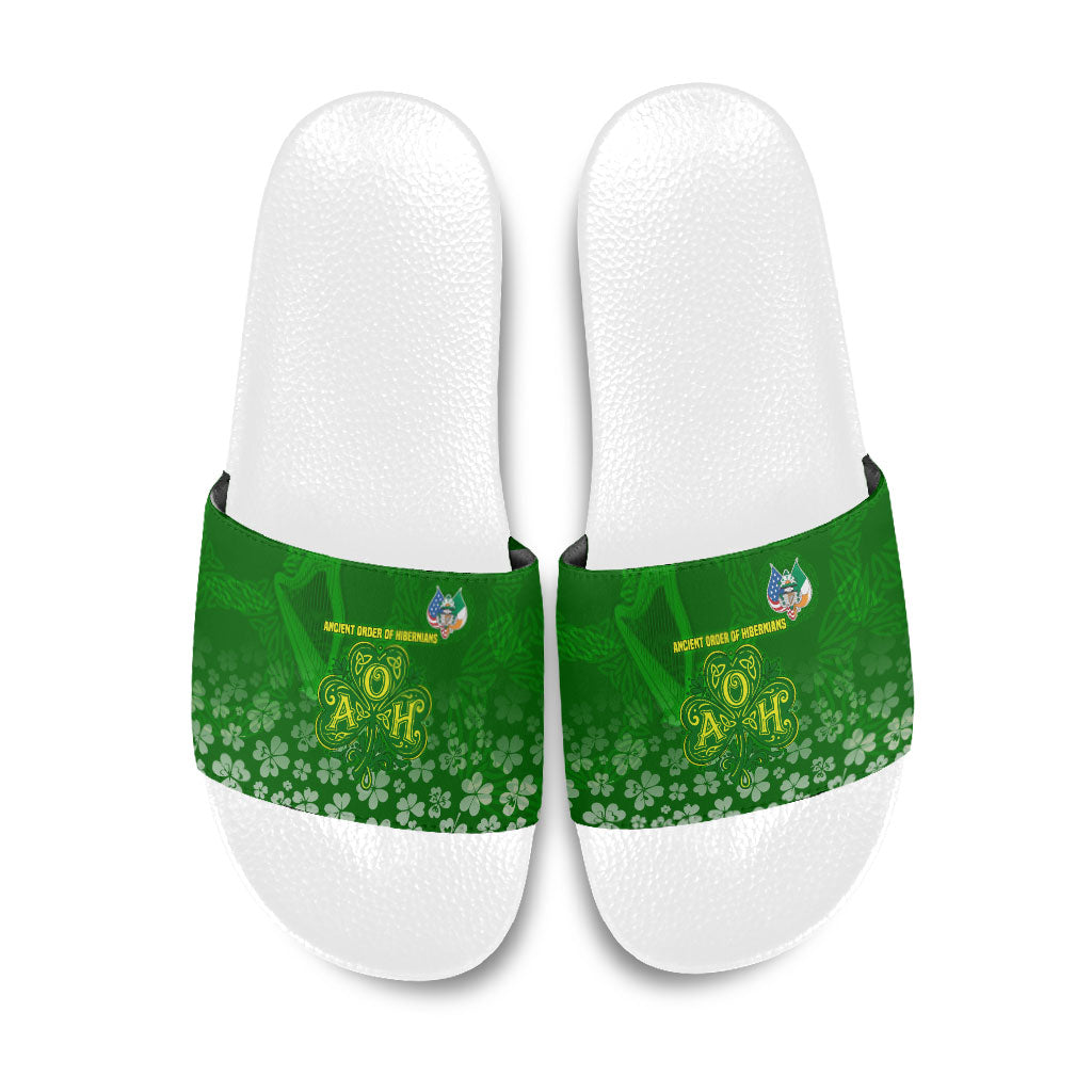 Ancient Order Of Hibernians Slide Sandals Irish Celtic Knotwork - Shamrock Harp