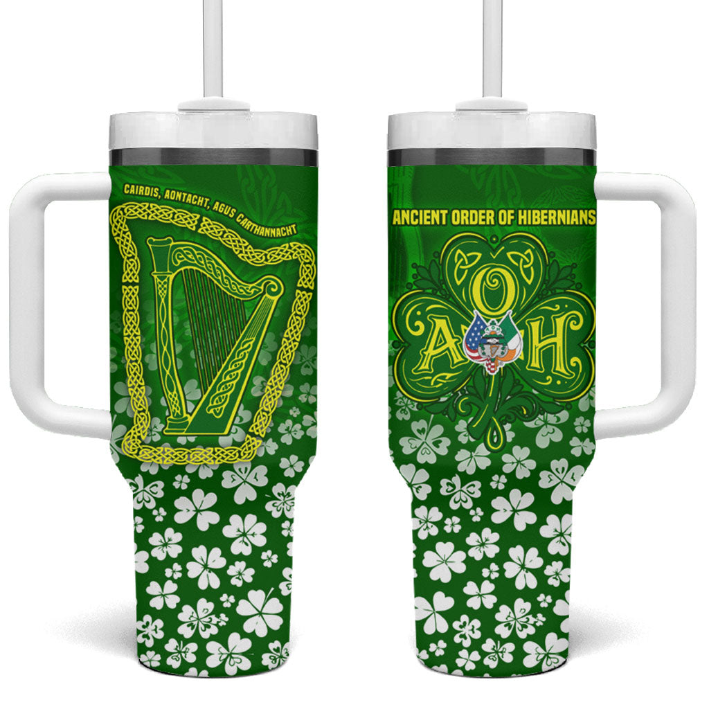 Ancient Order Of Hibernians Tumbler With Handle Irish Celtic Knotwork - Shamrock Harp