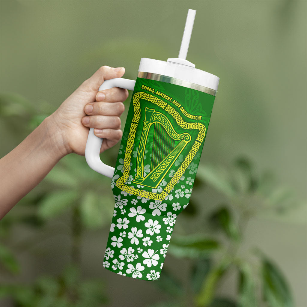 Ancient Order Of Hibernians Tumbler With Handle Irish Celtic Knotwork - Shamrock Harp