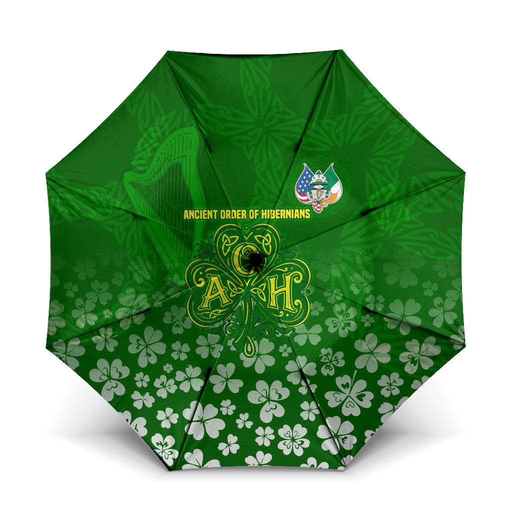 Ancient Order Of Hibernians Umbrella Irish Celtic Knotwork - Shamrock Harp