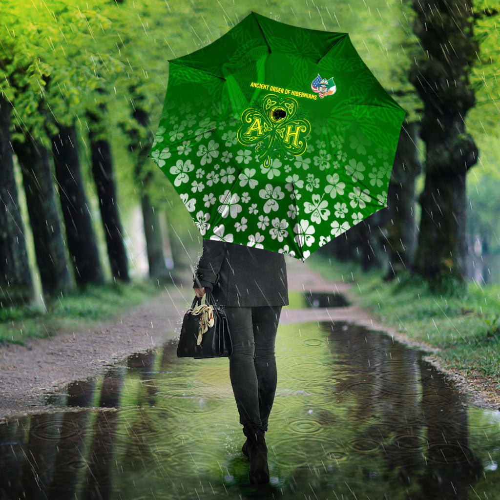 Ancient Order Of Hibernians Umbrella Irish Celtic Knotwork - Shamrock Harp