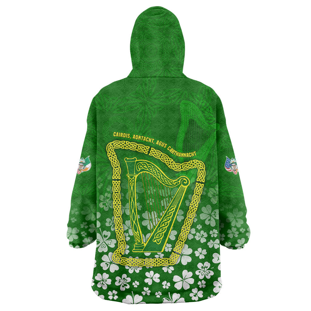 Ancient Order Of Hibernians Wearable Blanket Hoodie Irish Celtic Knotwork - Shamrock Harp