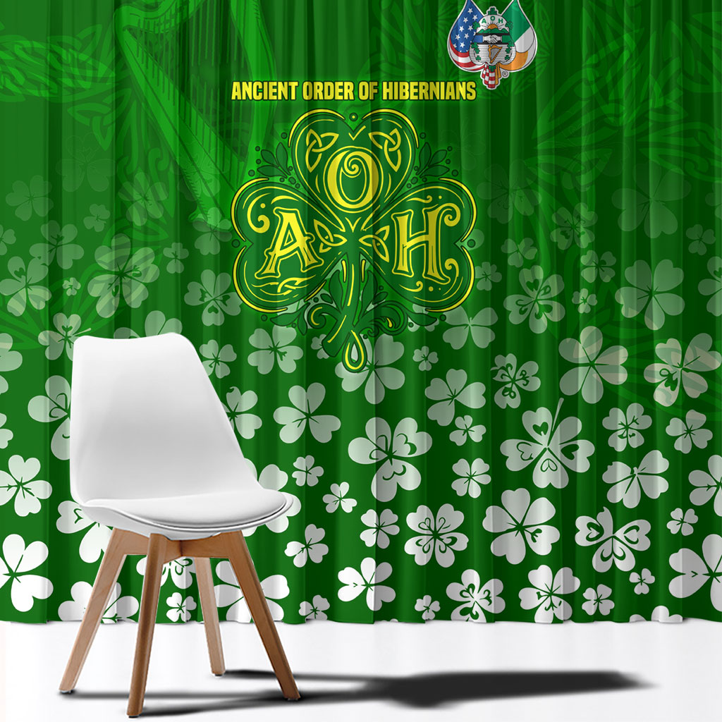 Ancient Order Of Hibernians Window Curtain Irish Celtic Knotwork - Shamrock Harp