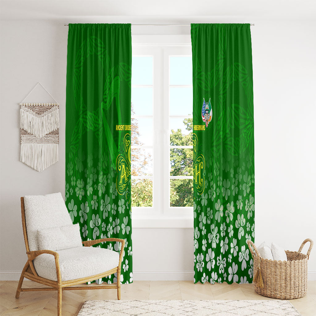 Ancient Order Of Hibernians Window Curtain Irish Celtic Knotwork - Shamrock Harp