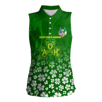 Ancient Order Of Hibernians Women Sleeveless Polo Shirt Irish Celtic Knotwork - Shamrock Harp
