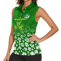 Ancient Order Of Hibernians Women Sleeveless Polo Shirt Irish Celtic Knotwork - Shamrock Harp