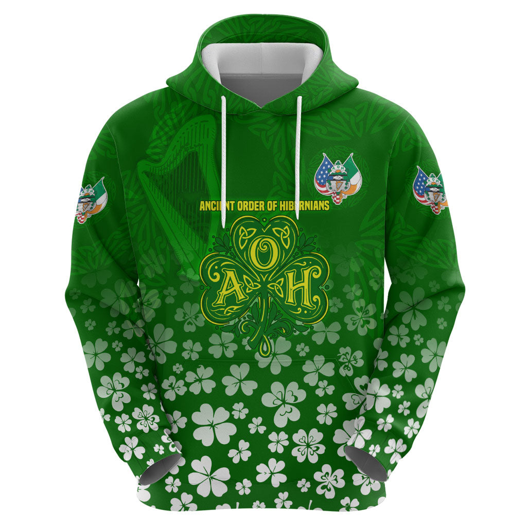 Ancient Order Of Hibernians Zip Hoodie Irish Celtic Knotwork - Shamrock Harp