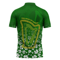 Ancient Order Of Hibernians Zipper Polo Shirt Irish Celtic Knotwork - Shamrock Harp